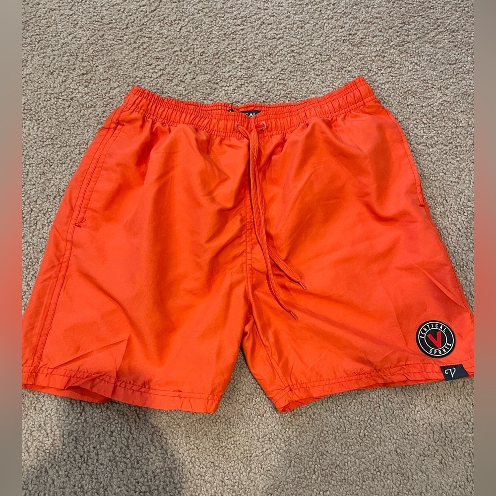 Men's VERTICAL orange sports swim shorts,
